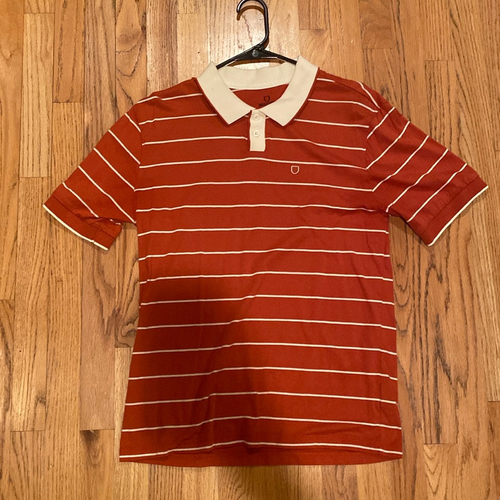 Brixton Orange Polo with Stripes, Size M